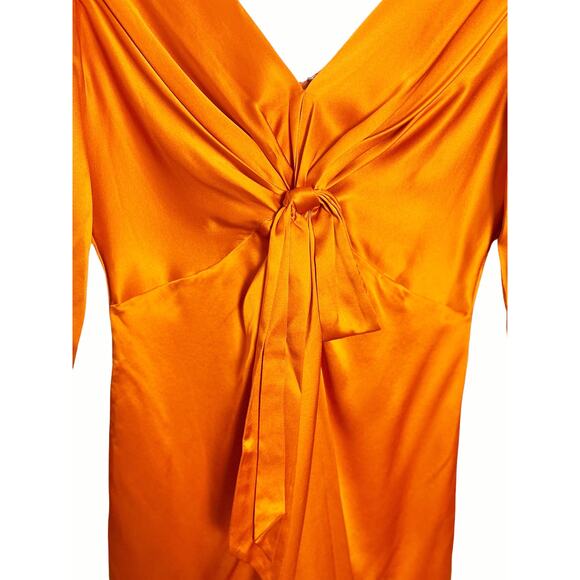 Cinq a Sept Caelan Burnt Orange Long Sleeve Silk Mini Dress Size 4 - Picture 8 of 13